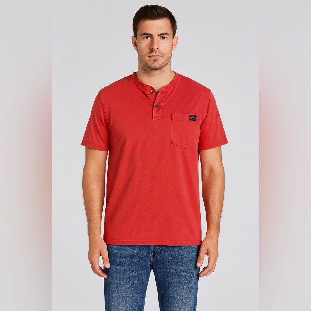 Wrangler Men's Red Short Sleeve Henley